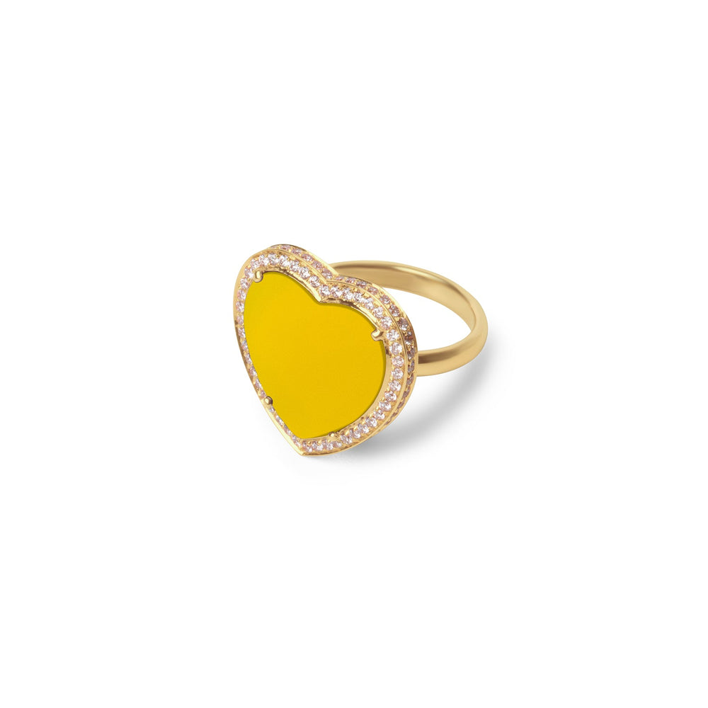 Amore rings with yellow agate in yellow gold, large size (view 2)