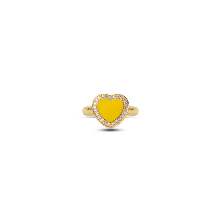 Amore rings with yellow agate in yellow gold, small size (view 3)