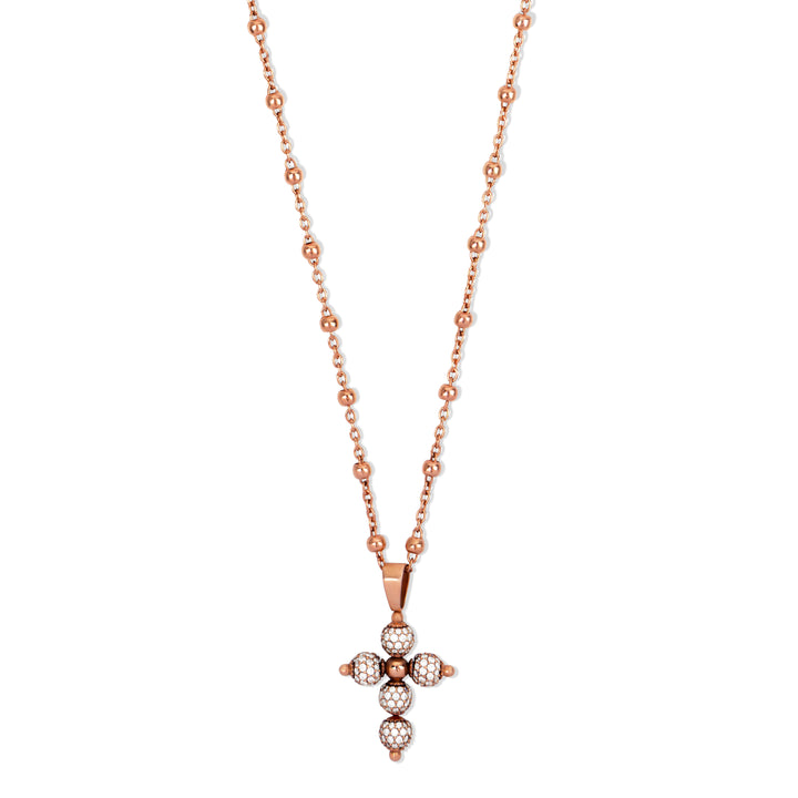 Diamond cross necklace in rose gold, small size