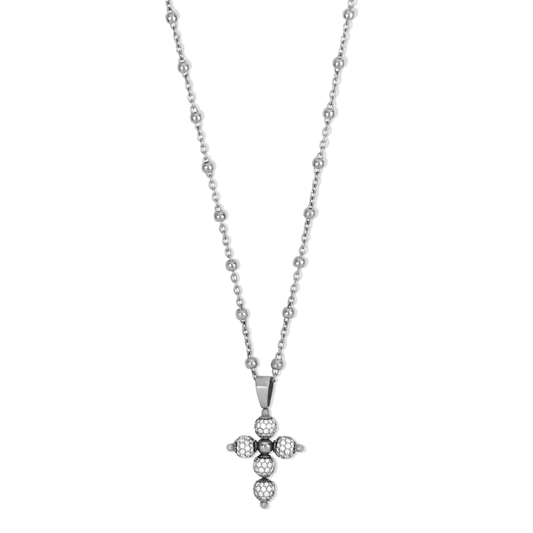 Diamond cross necklace in white gold, small size