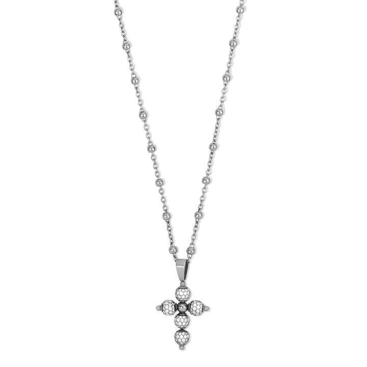 Diamond cross necklace in white gold, small size
