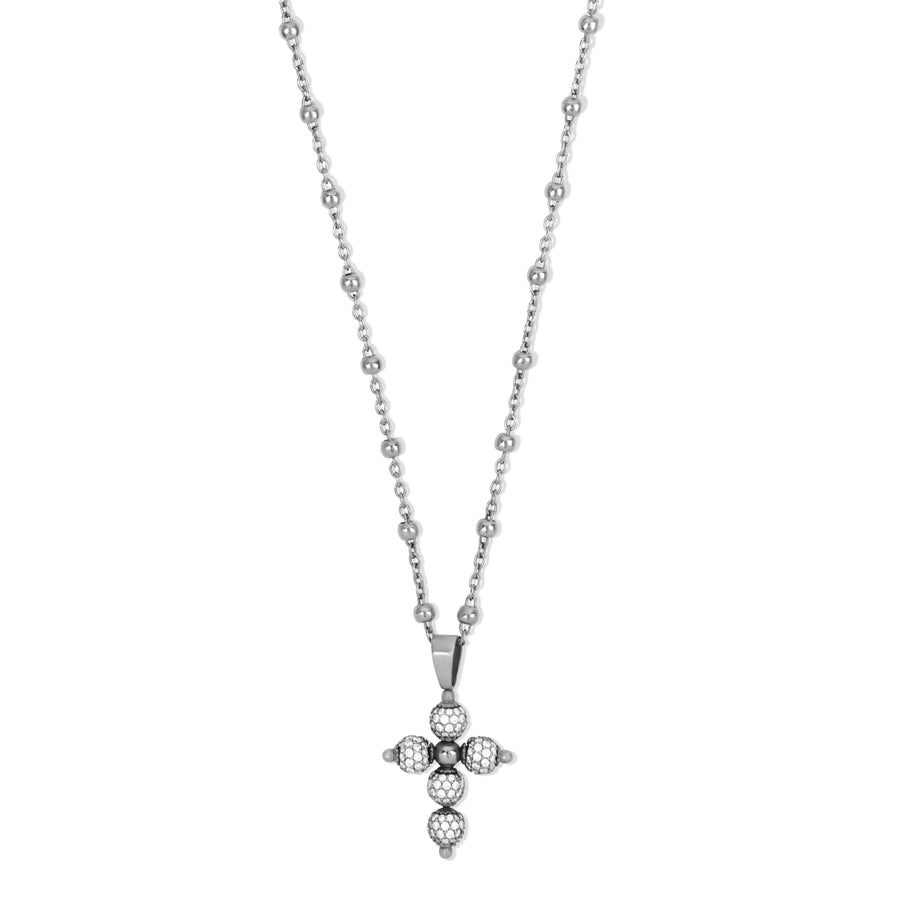 Diamond cross necklace in white gold, small size