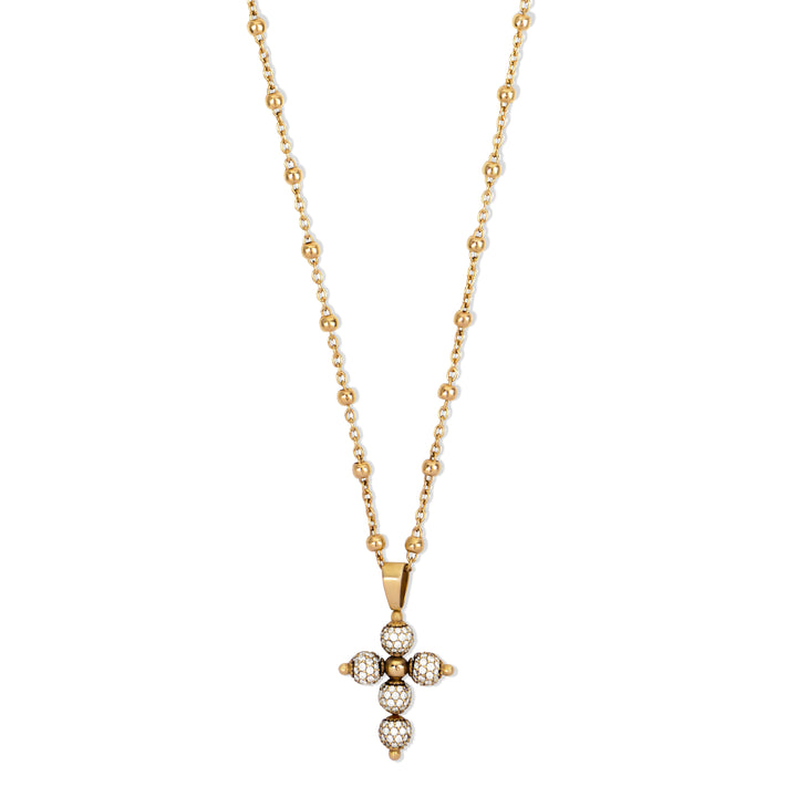 Diamond cross necklace in yellow gold, small size