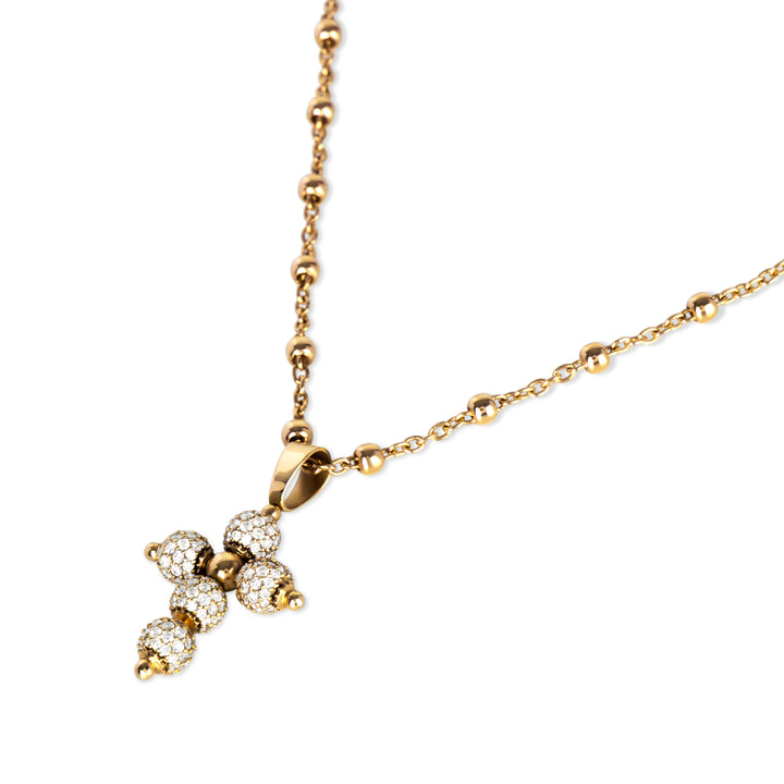 Diamond cross necklace in yellow gold, small size (view 2)