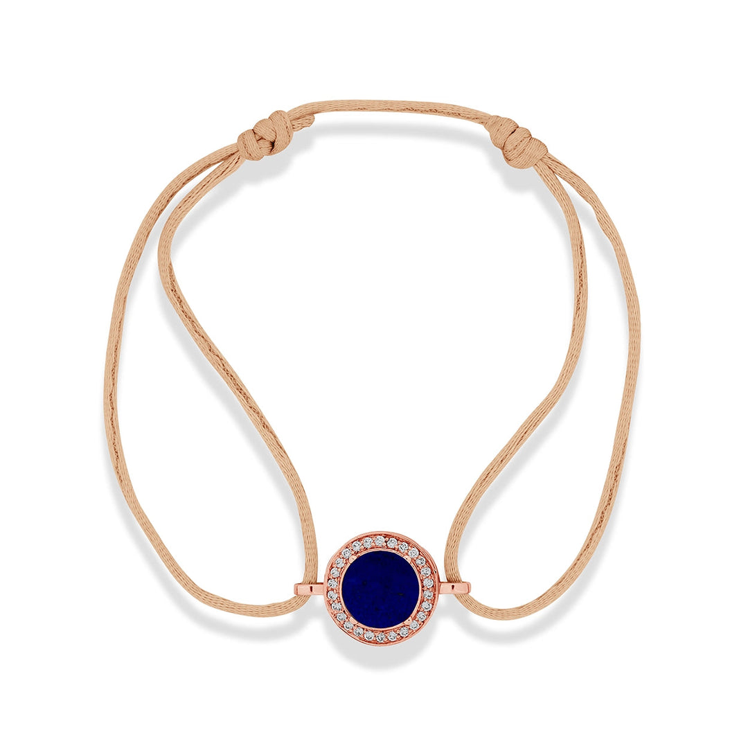 Eternity bracelet cord with lapis lazuli in rose gold