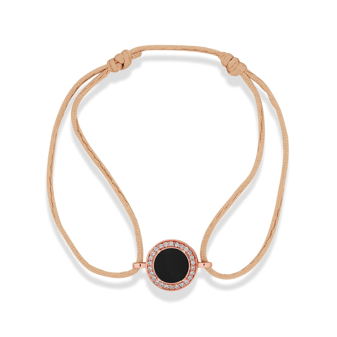 Eternity bracelet cord with onyx in rose gold