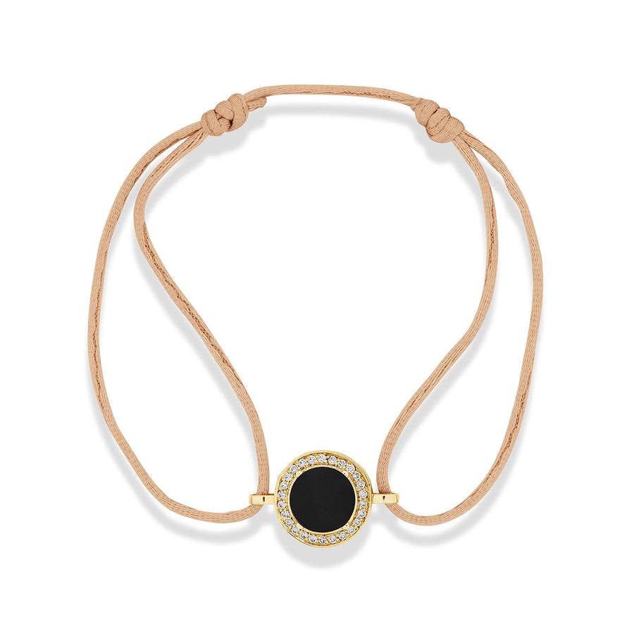 Eternity bracelet cord with onyx in yellow gold