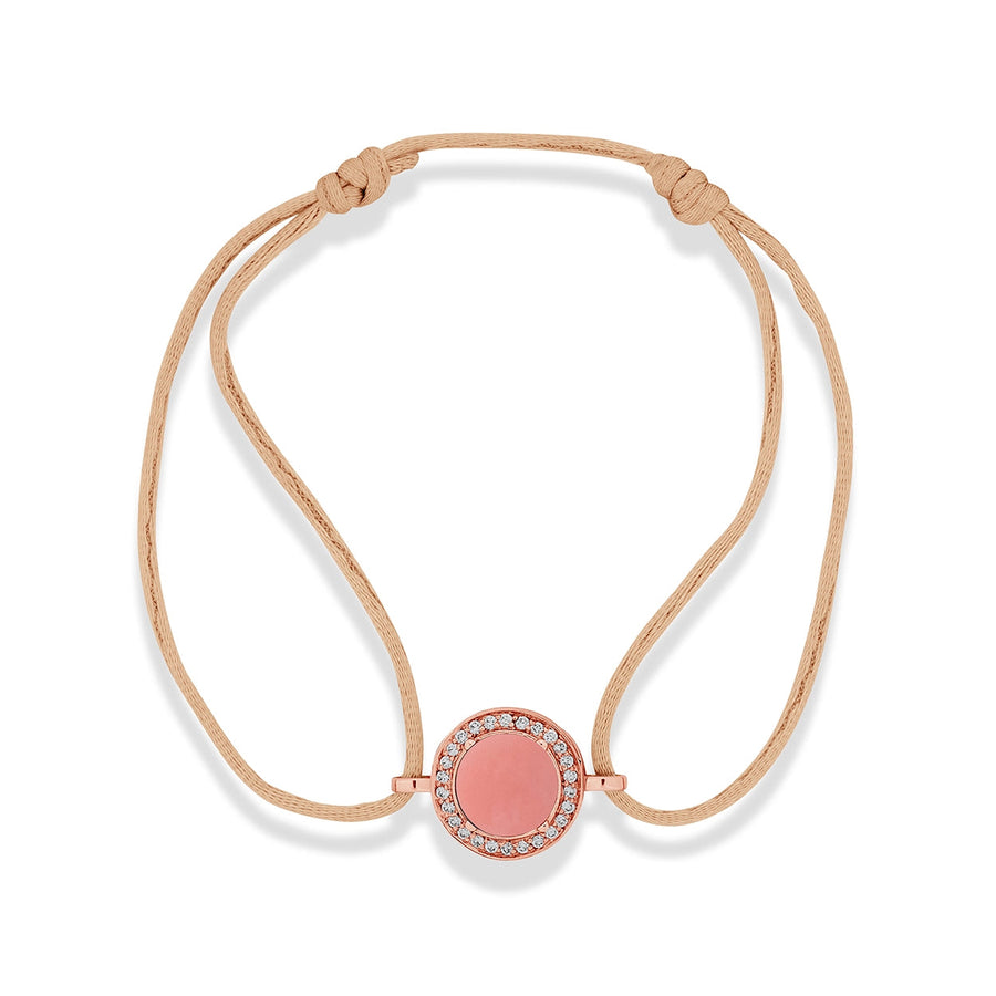 Eternity bracelet cord with pink opal in rose gold
