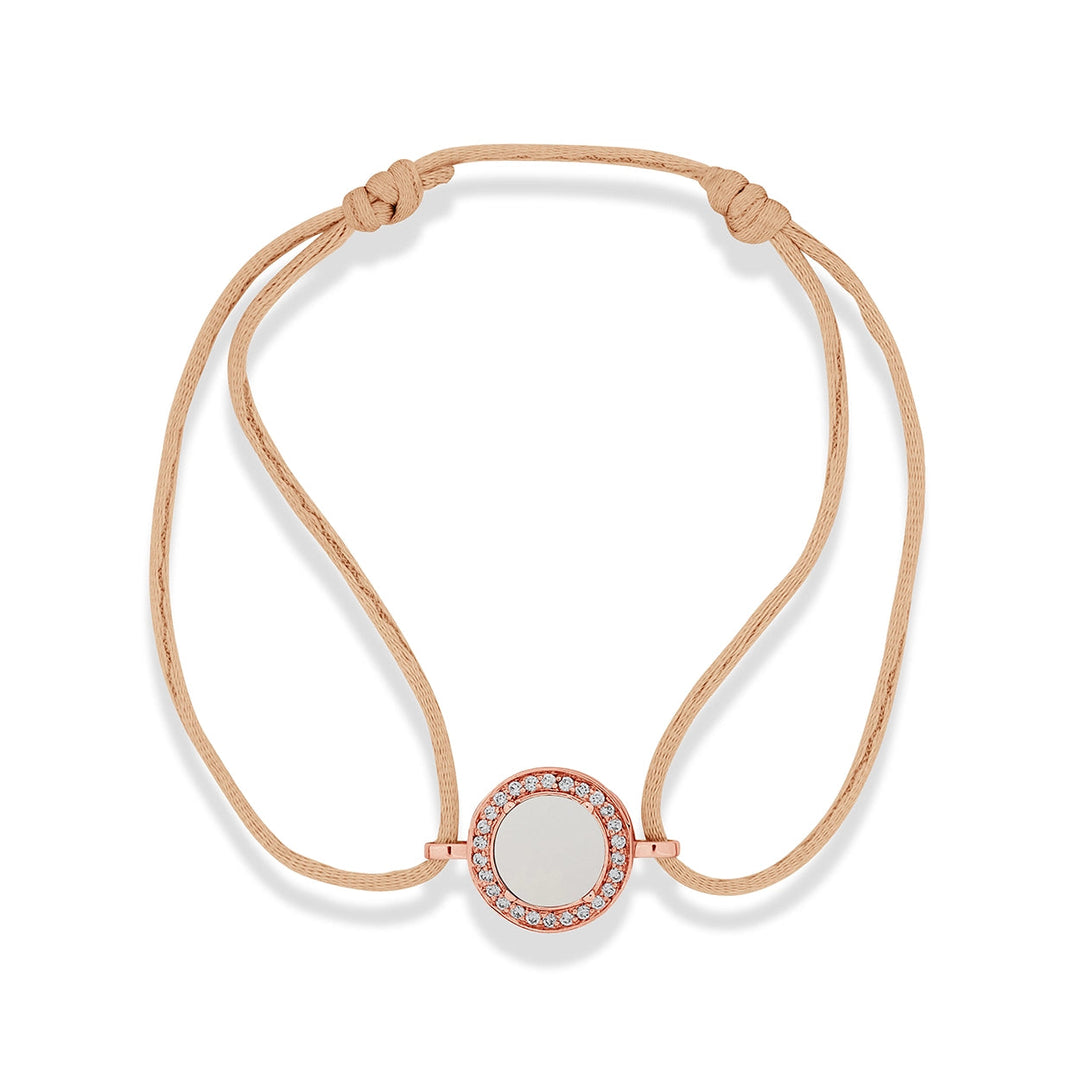 Eternity bracelet cord with white agate in rose gold