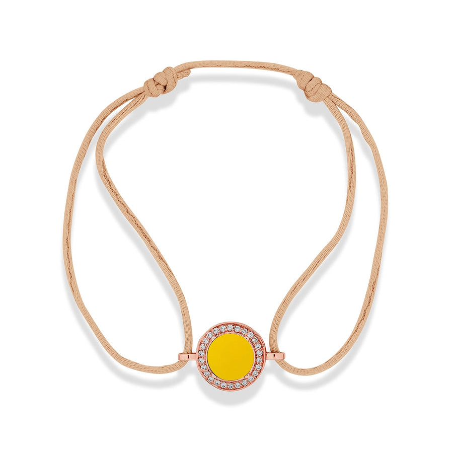 Eternity bracelet cord with yellow agate in rose gold