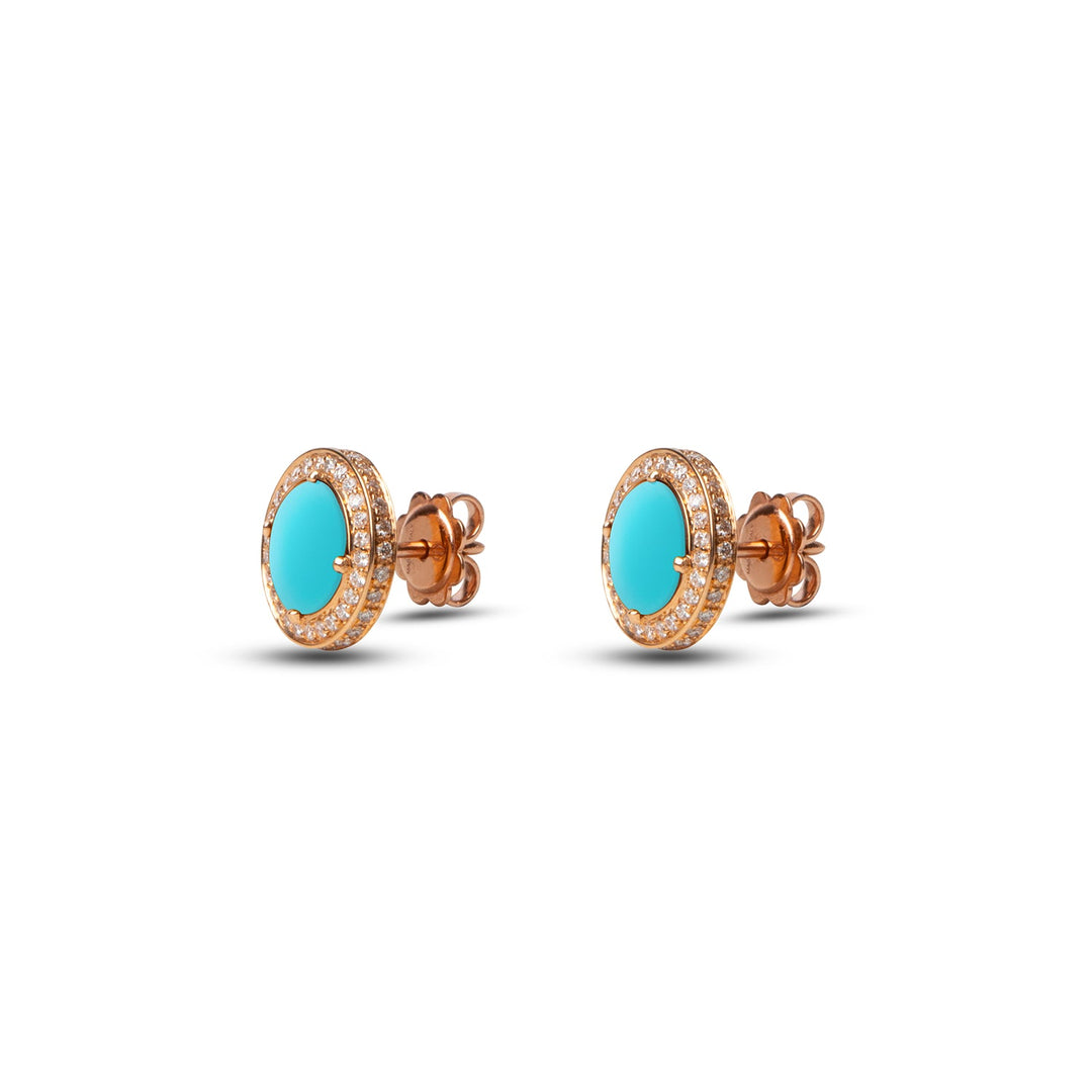 Eternity earrings with blue agate in rose gold