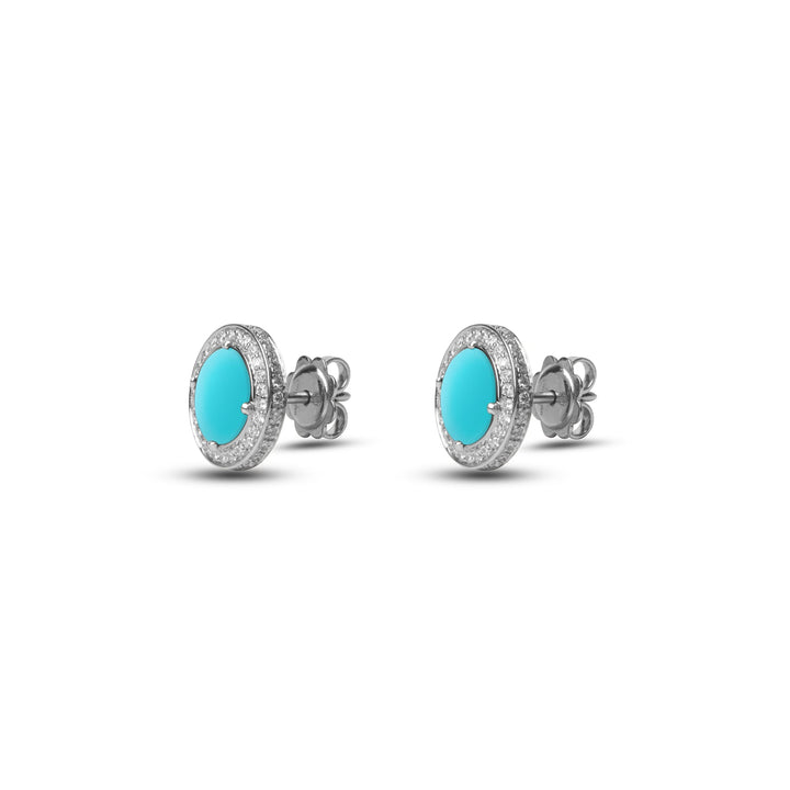 Eternity earrings with blue agate in white gold