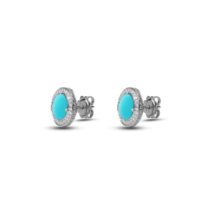 Eternity earrings with blue agate in white gold
