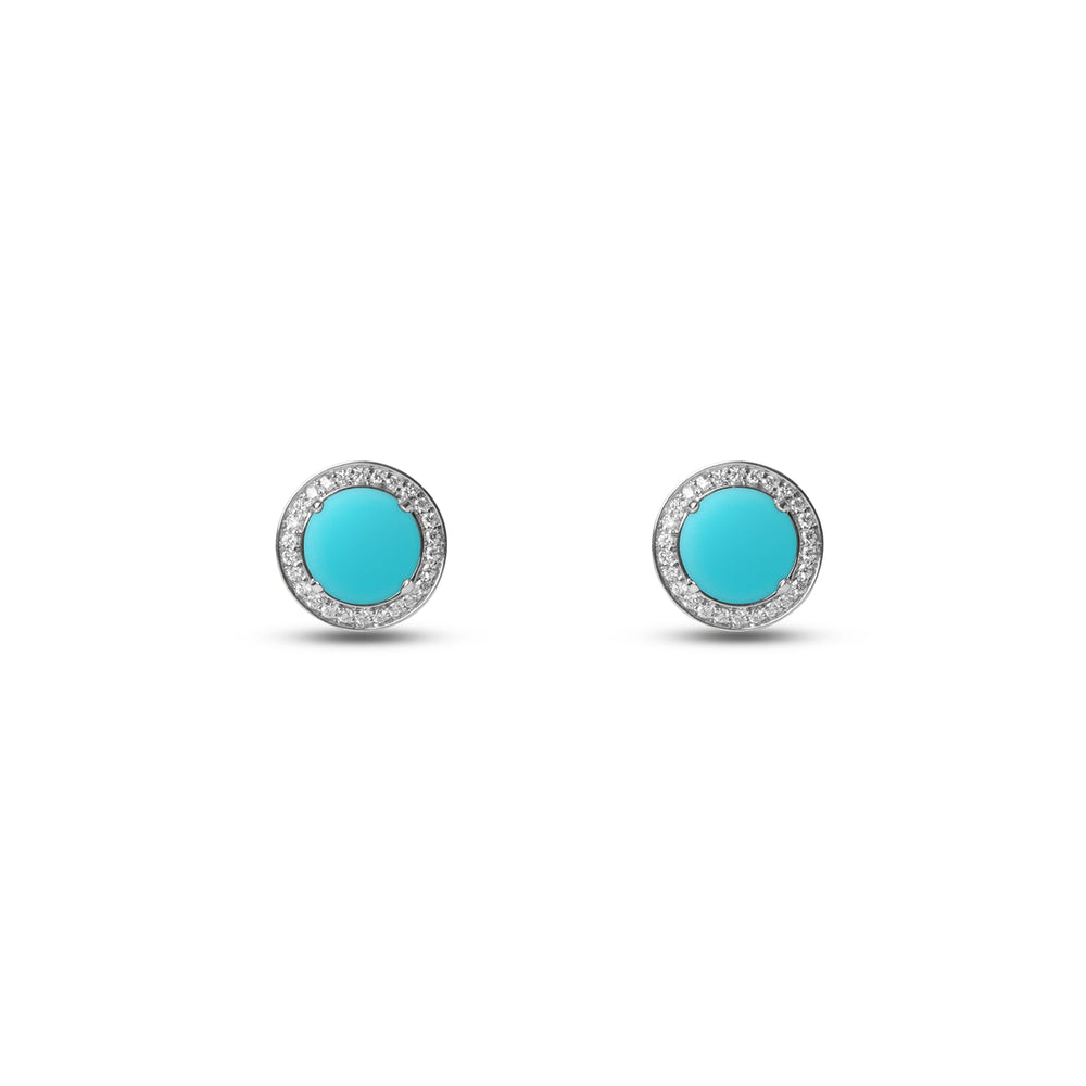 Eternity earrings with blue agate in white gold (view 2)