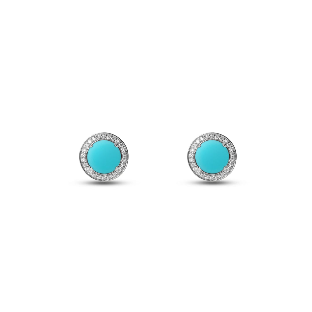 Eternity earrings with blue agate in white gold (view 2)