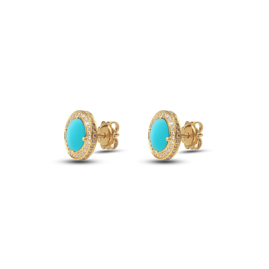 Eternity earrings with blue agate in yellow gold
