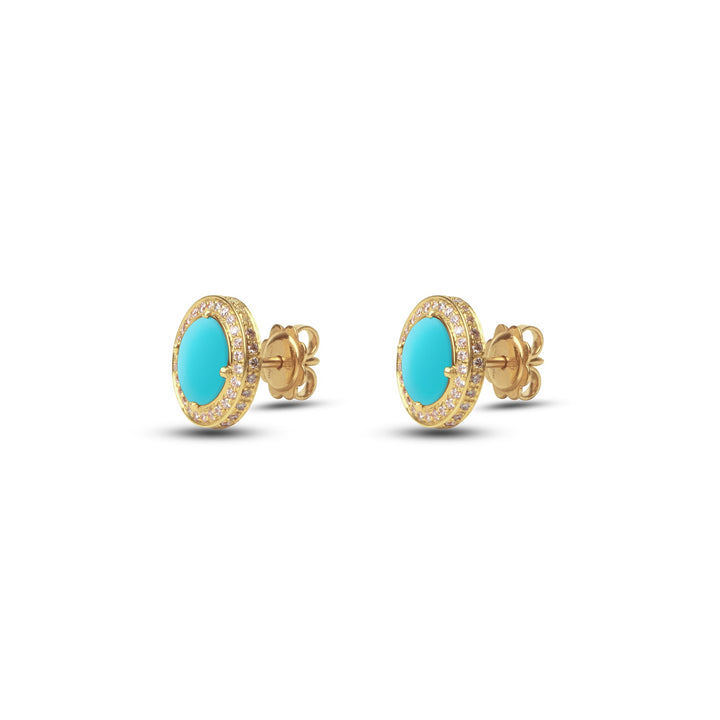 Eternity earrings with blue agate in yellow gold