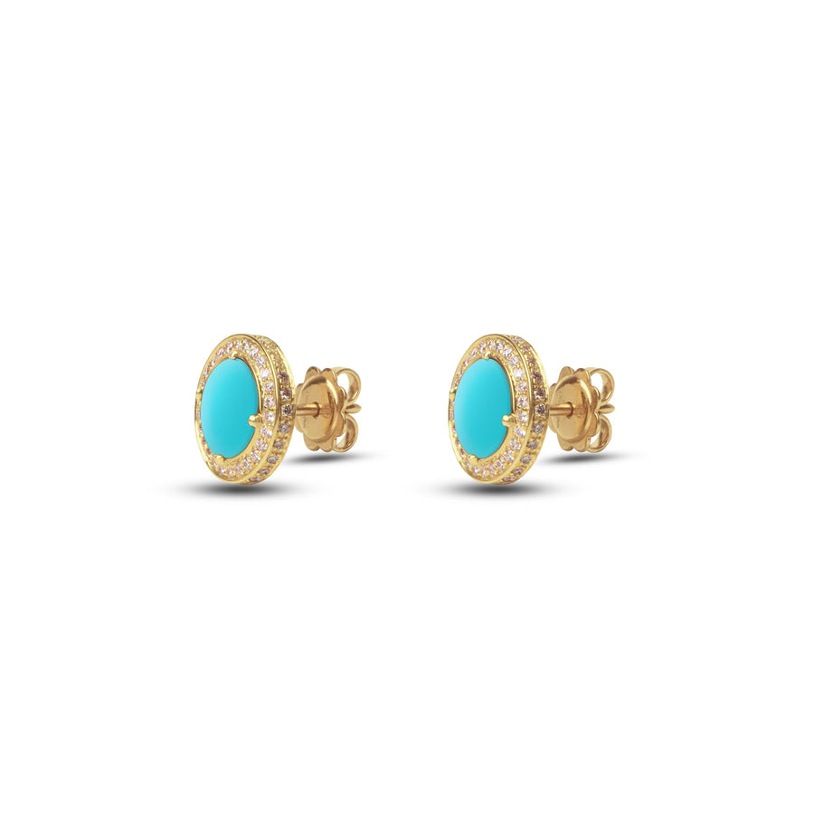 Eternity earrings with blue agate in yellow gold