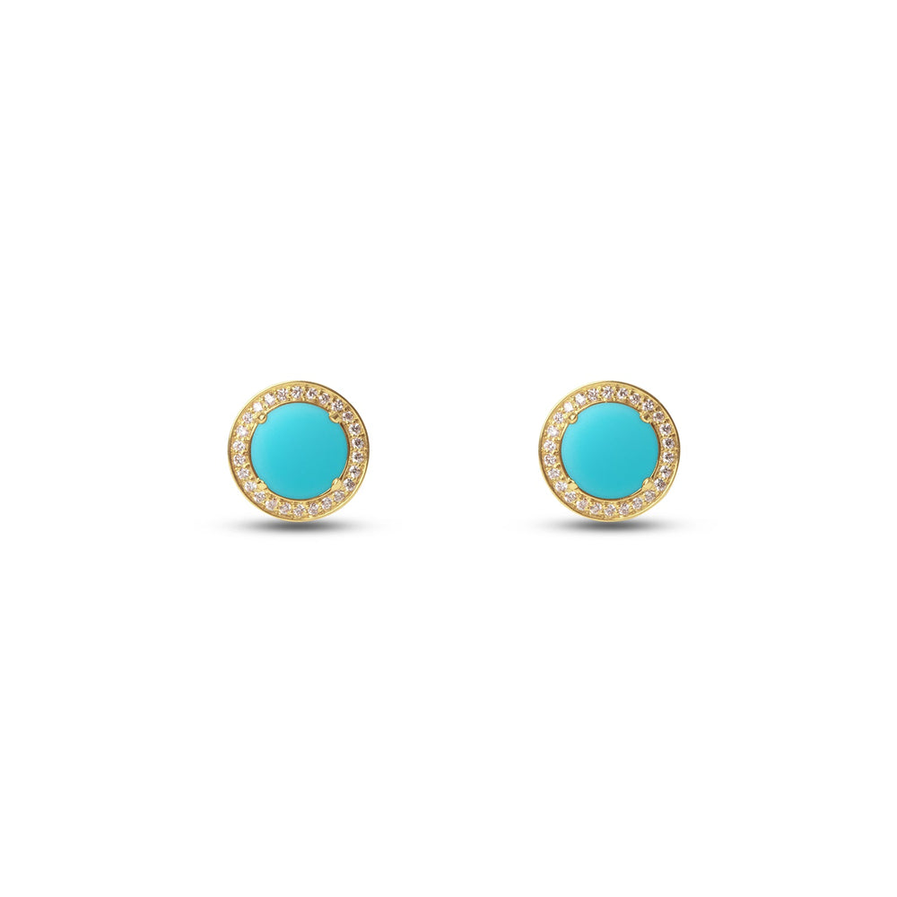 Eternity earrings with blue agate in yellow gold (view 2)