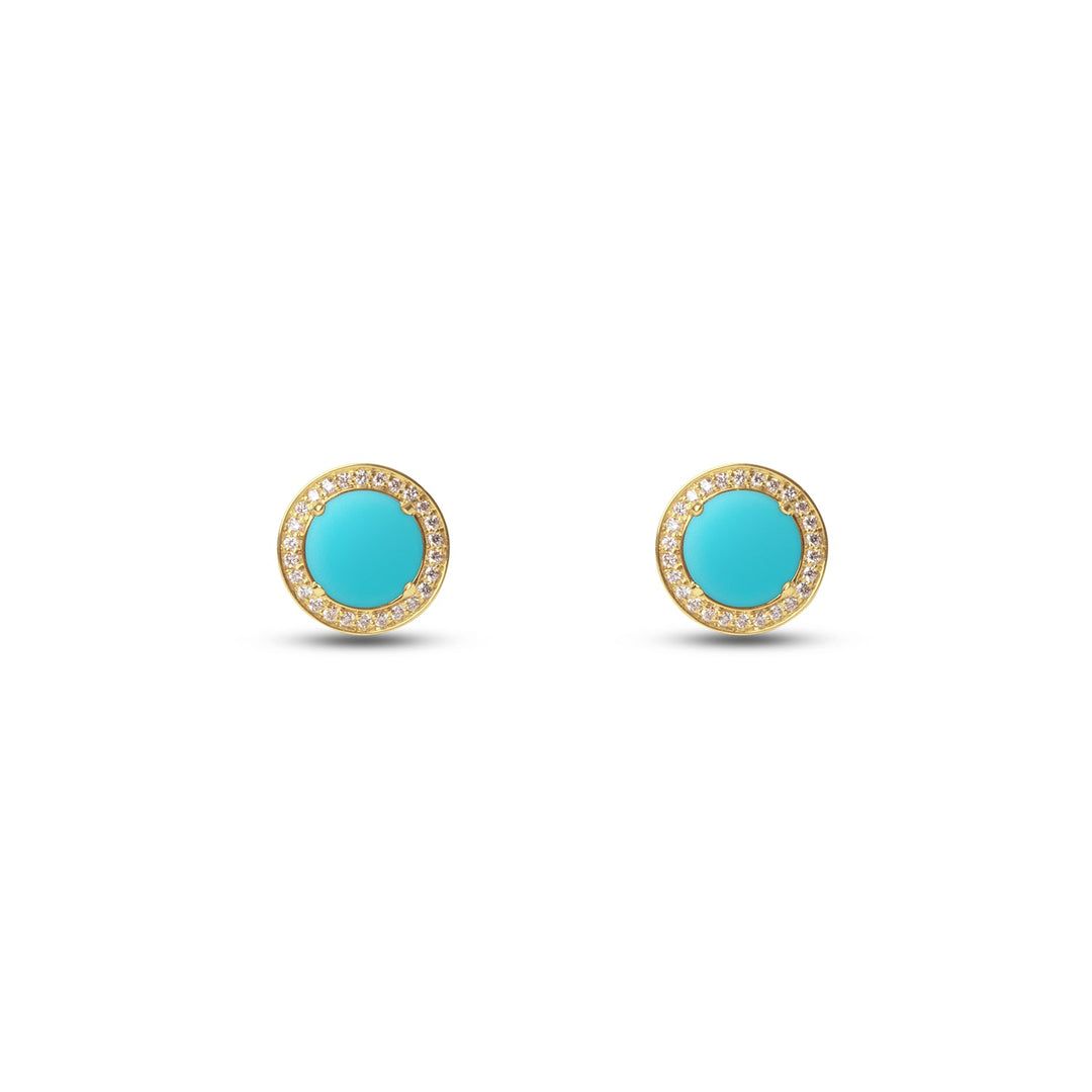 Eternity earrings with blue agate in yellow gold (view 2)