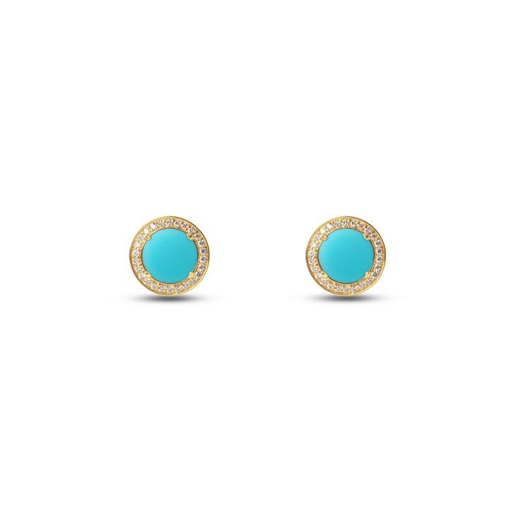 Eternity earrings with blue agate in yellow gold (view 2)