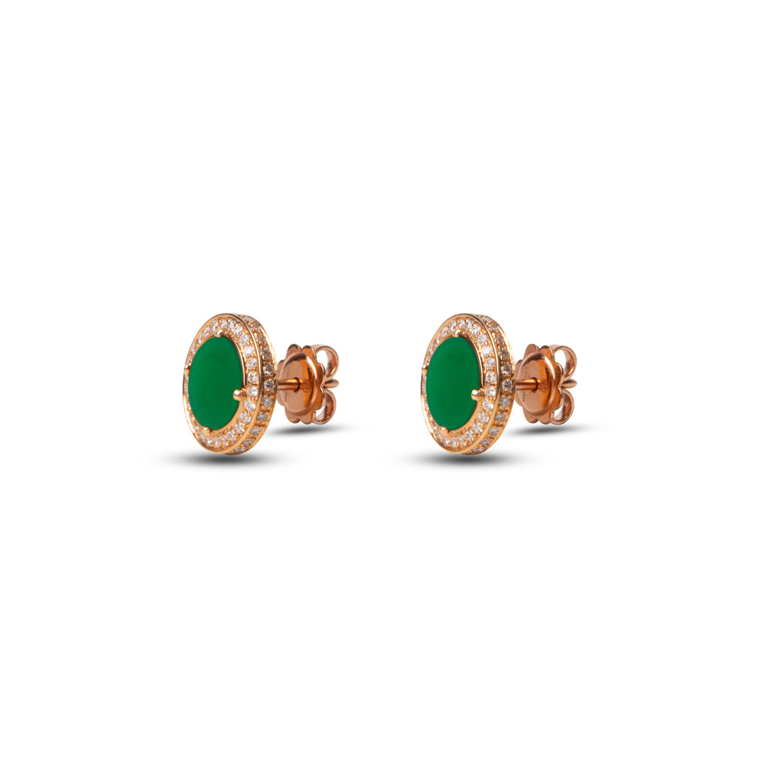 Eternity earrings with green agate in rose gold