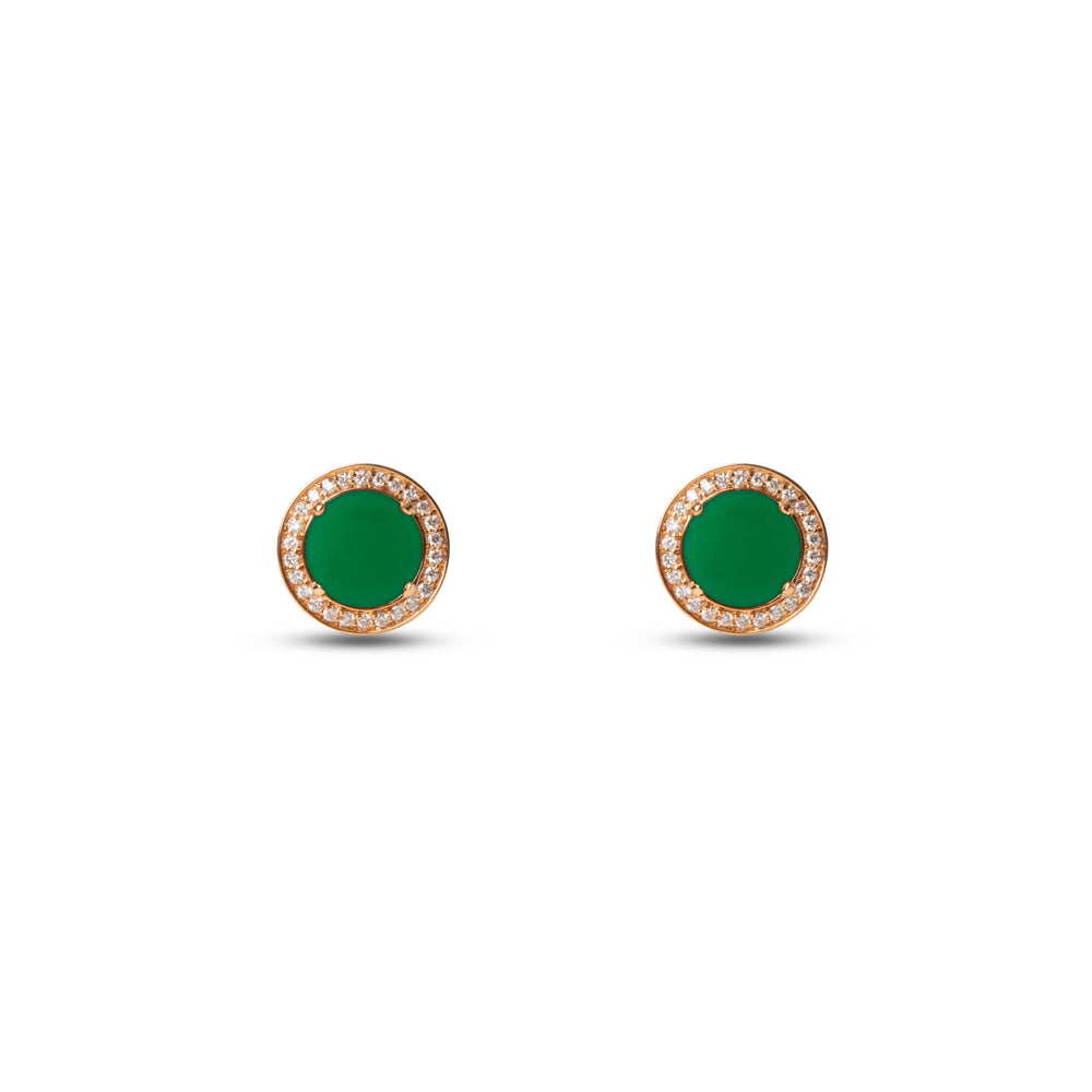 Eternity earrings with green agate in rose gold (view 2)