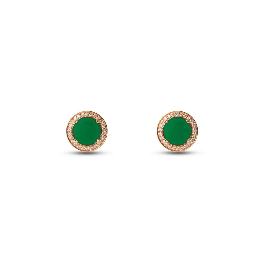 Eternity earrings with green agate in rose gold (view 2)