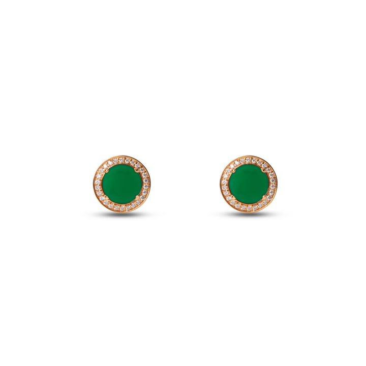 Eternity earrings with green agate in rose gold (view 2)