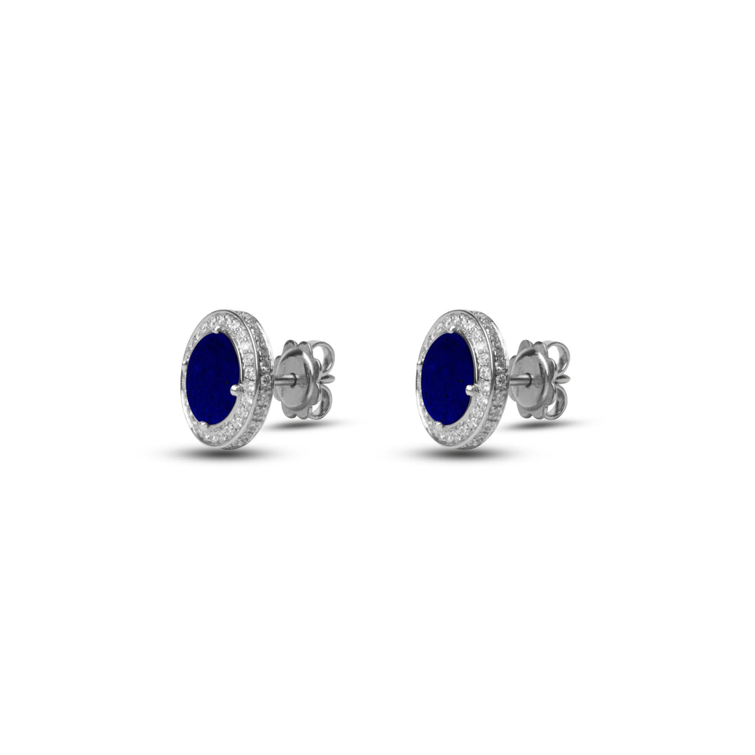 Eternity earrings with lapis lazuli in white gold