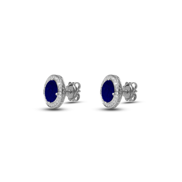 Eternity earrings with lapis lazuli in white gold