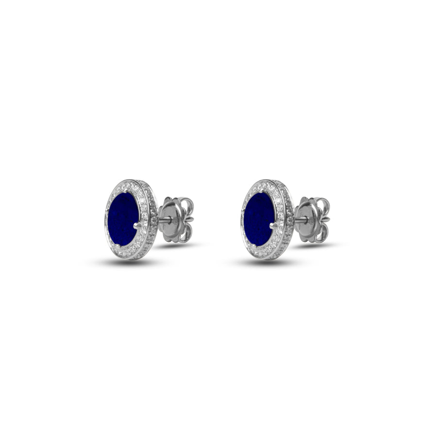 Eternity earrings with lapis lazuli in white gold