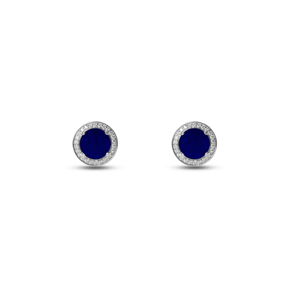 Eternity earrings with lapis lazuli in white gold (view 2)