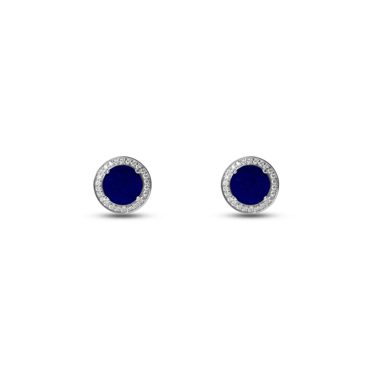 Eternity earrings with lapis lazuli in white gold (view 2)