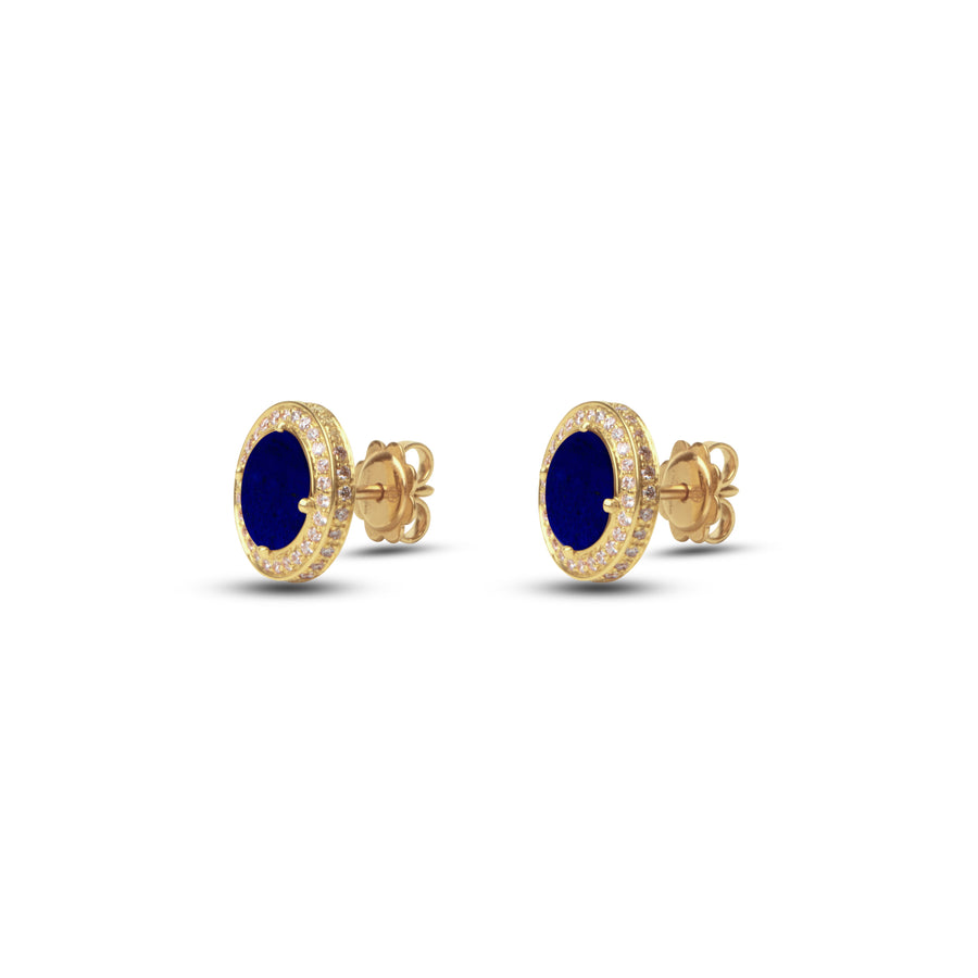 Eternity earrings with lapis lazuli in yellow gold