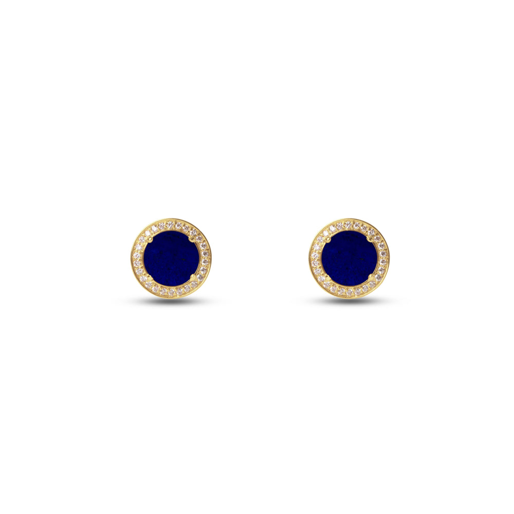 Eternity earrings with lapis lazuli in yellow gold (view 2)