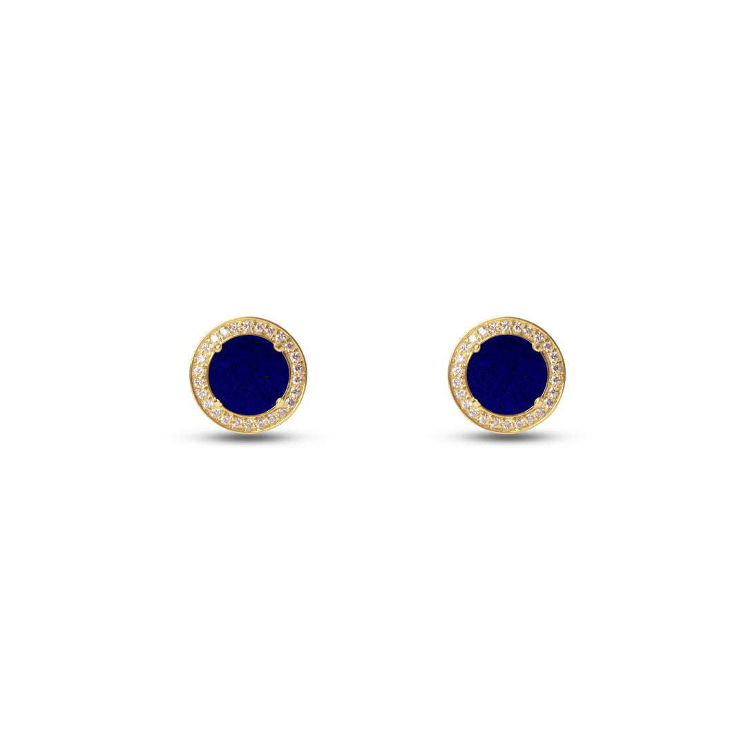 Eternity earrings with lapis lazuli in yellow gold (view 2)