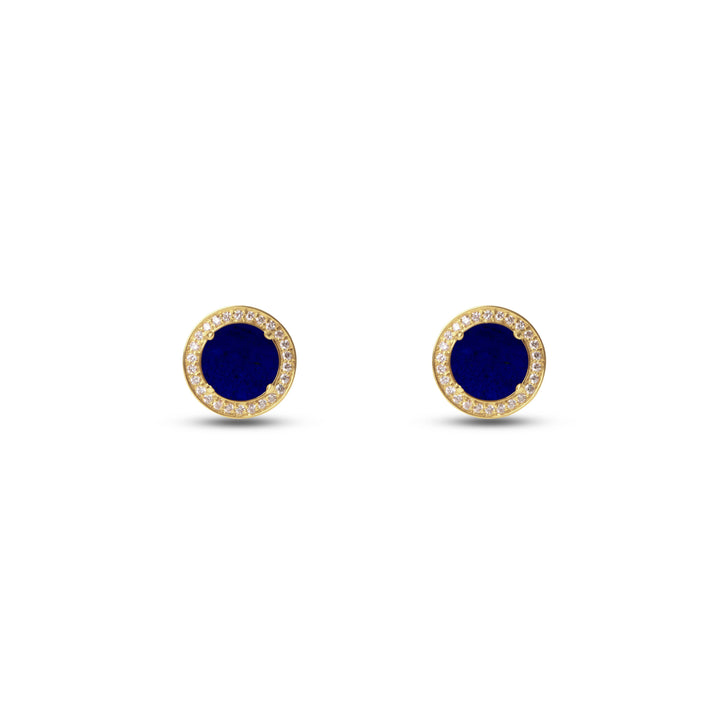 Eternity earrings with lapis lazuli in yellow gold (view 2)