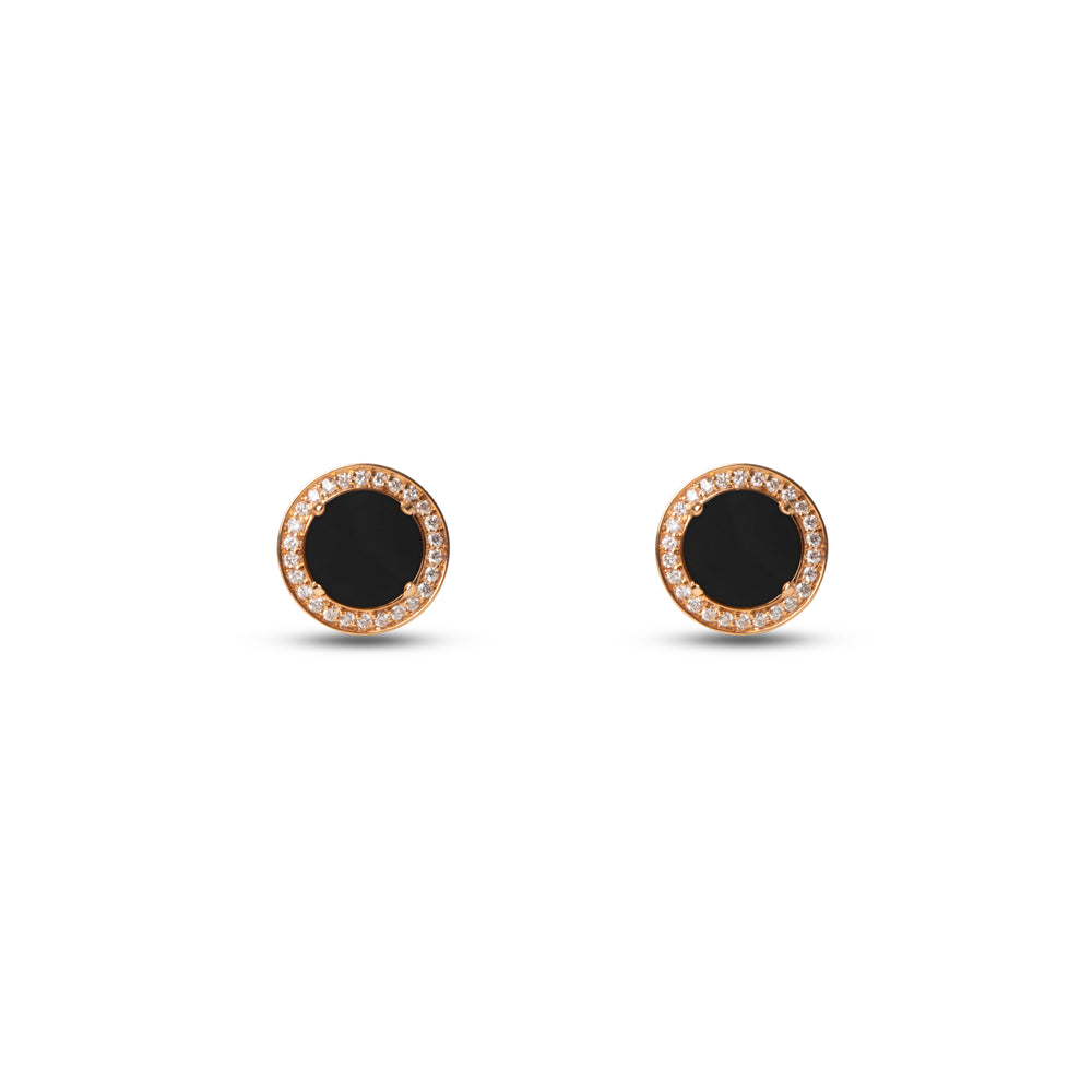 Eternity earrings with onyx in rose gold (view 2)