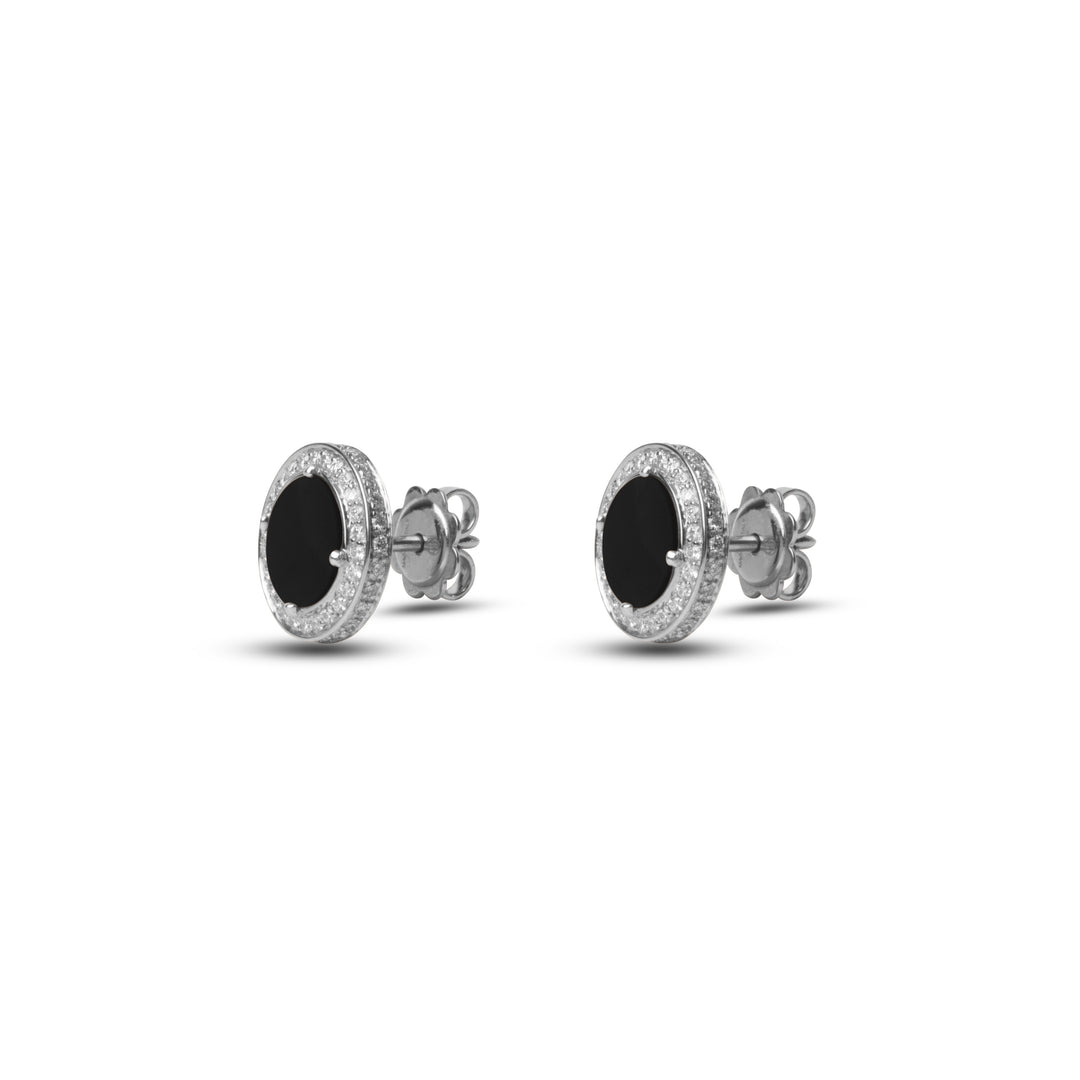 Eternity earrings with onyx in white gold