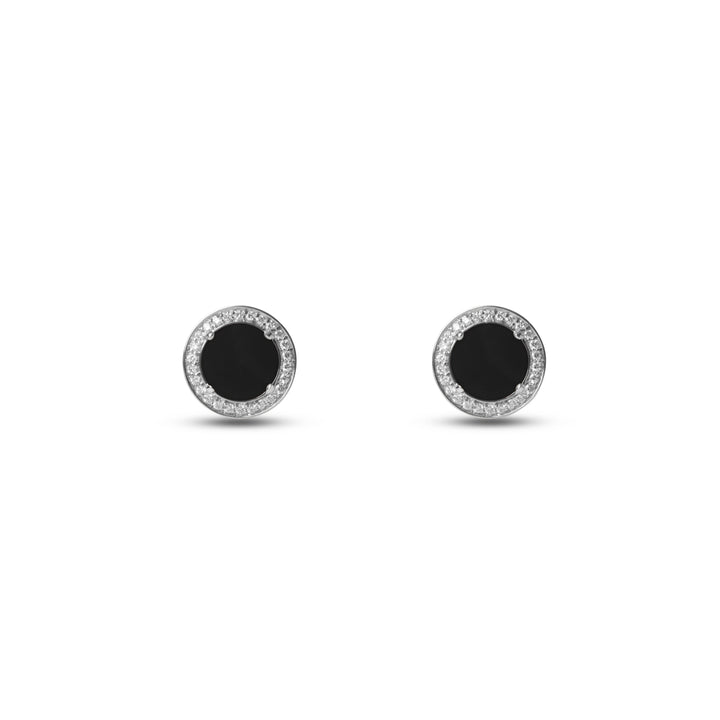 Eternity earrings with onyx in white gold (view 2)