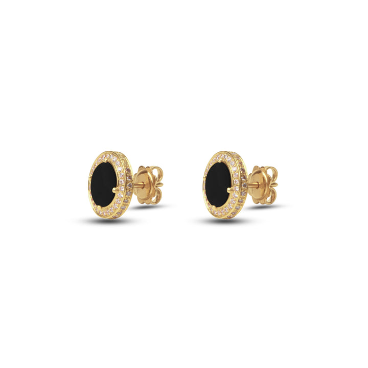 Eternity earrings with onyx in yellow gold