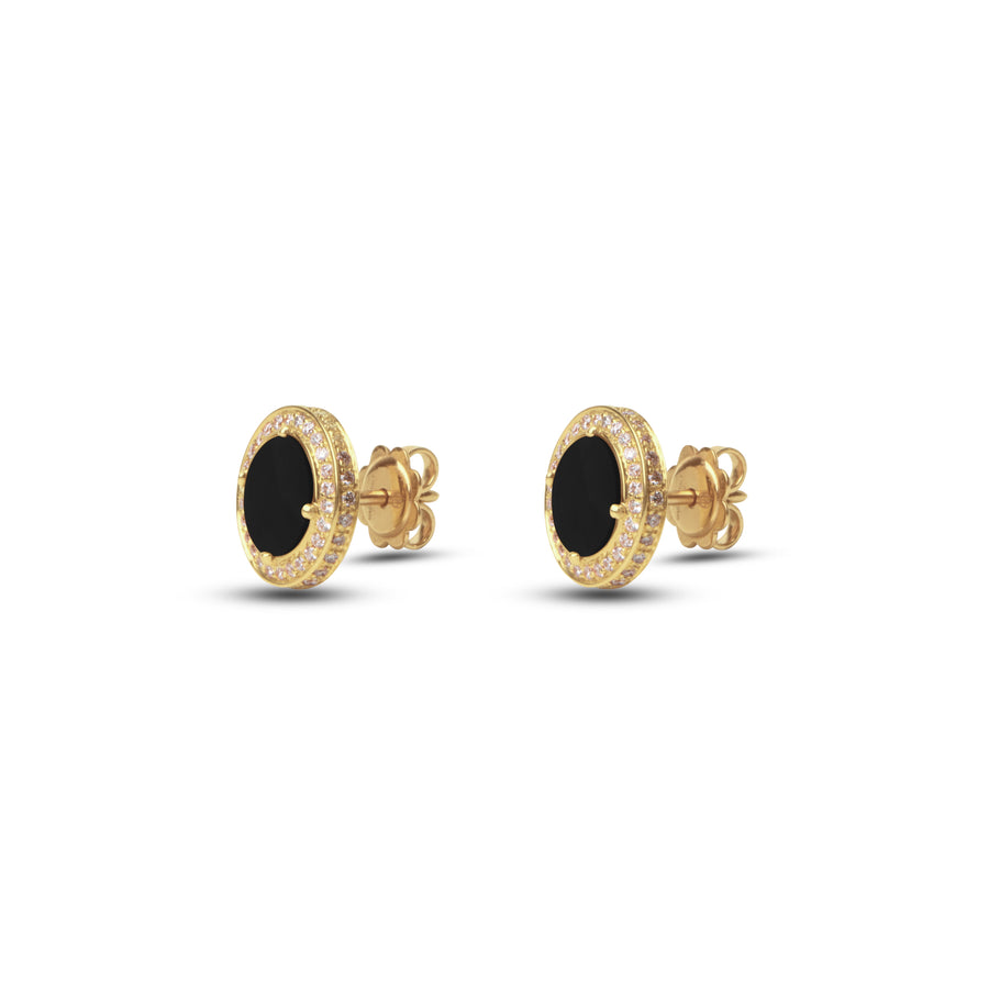 Eternity earrings with onyx in yellow gold