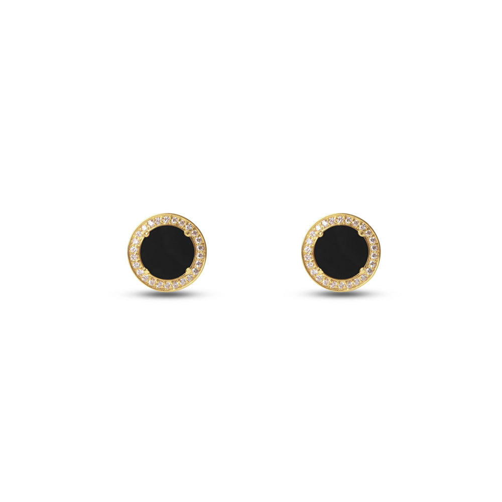 Eternity earrings with onyx in yellow gold (view 2)