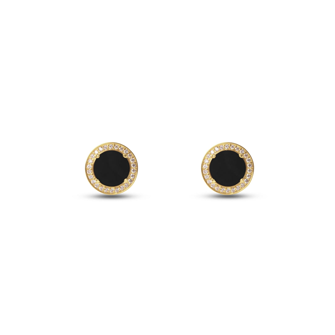 Eternity earrings with onyx in yellow gold (view 2)