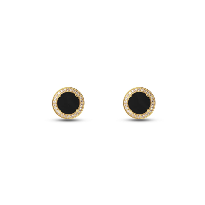 Eternity earrings with onyx in yellow gold (view 2)