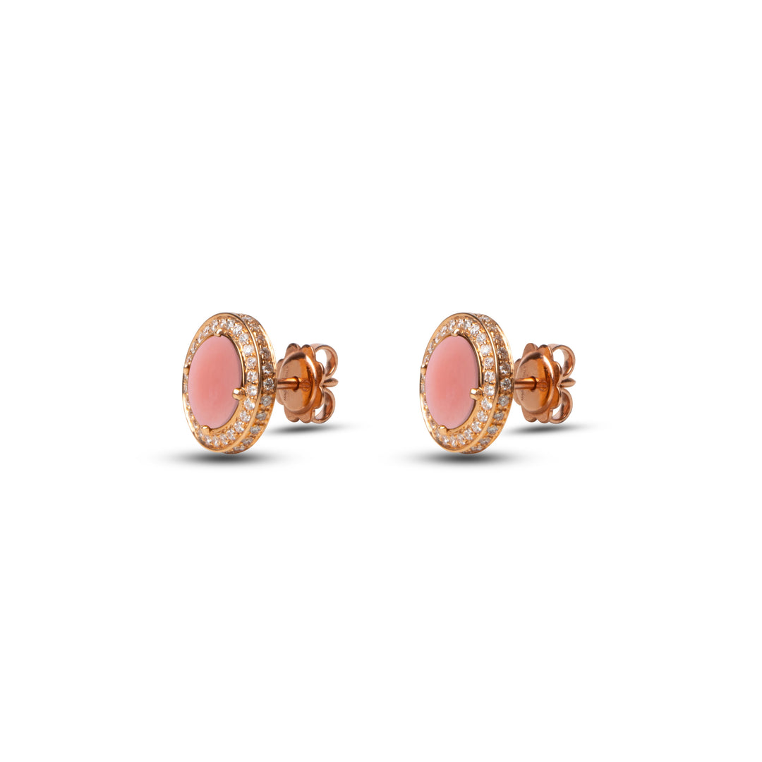 Eternity earrings with pink opal in rose gold