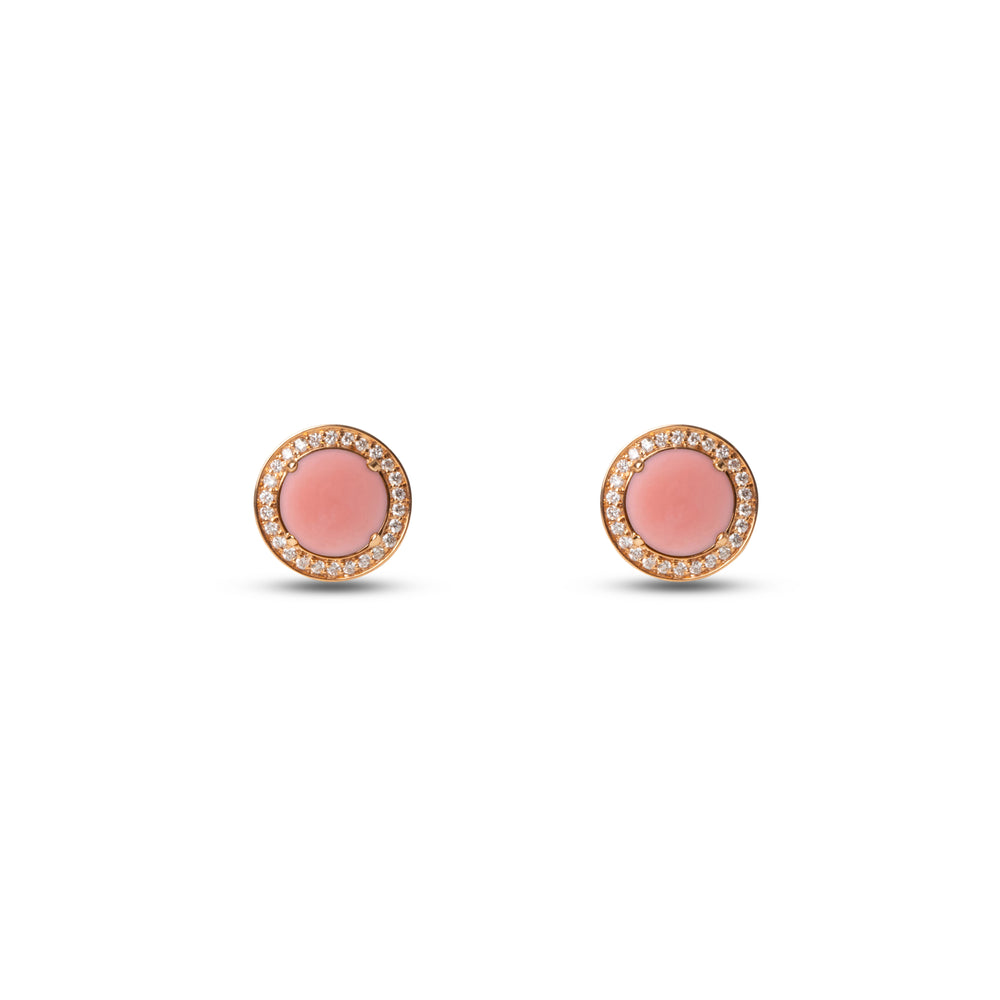 Eternity earrings with pink opal in rose gold (view 2)