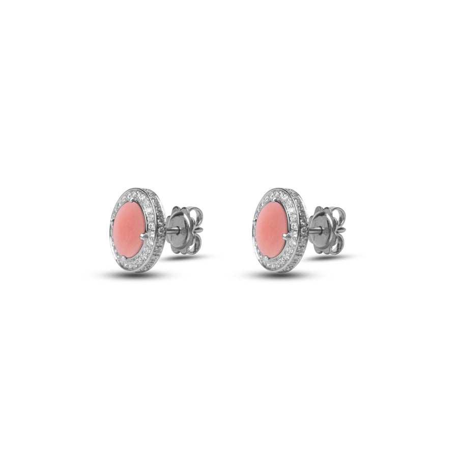 Eternity earrings with pink opal in white gold