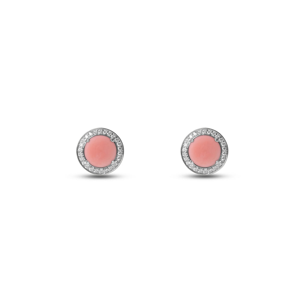 Eternity earrings with pink opal in white gold (view 2)